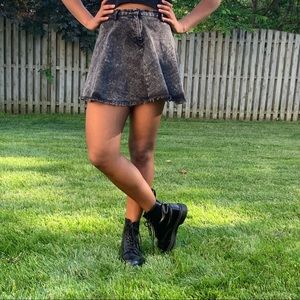 Divided H&M Black Acid Wash Denim Skirt